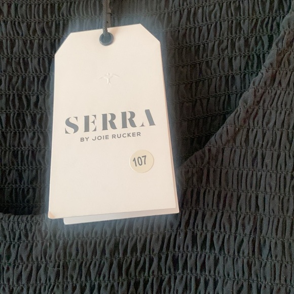 NWT Serra by Joie Premium Boutique Vintage Smocked Blouse Black Small - Picture 5 of 10